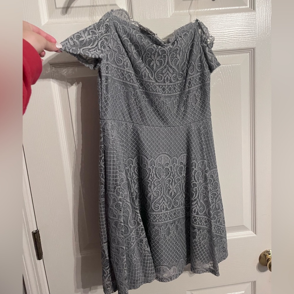 dusty blue lace dress